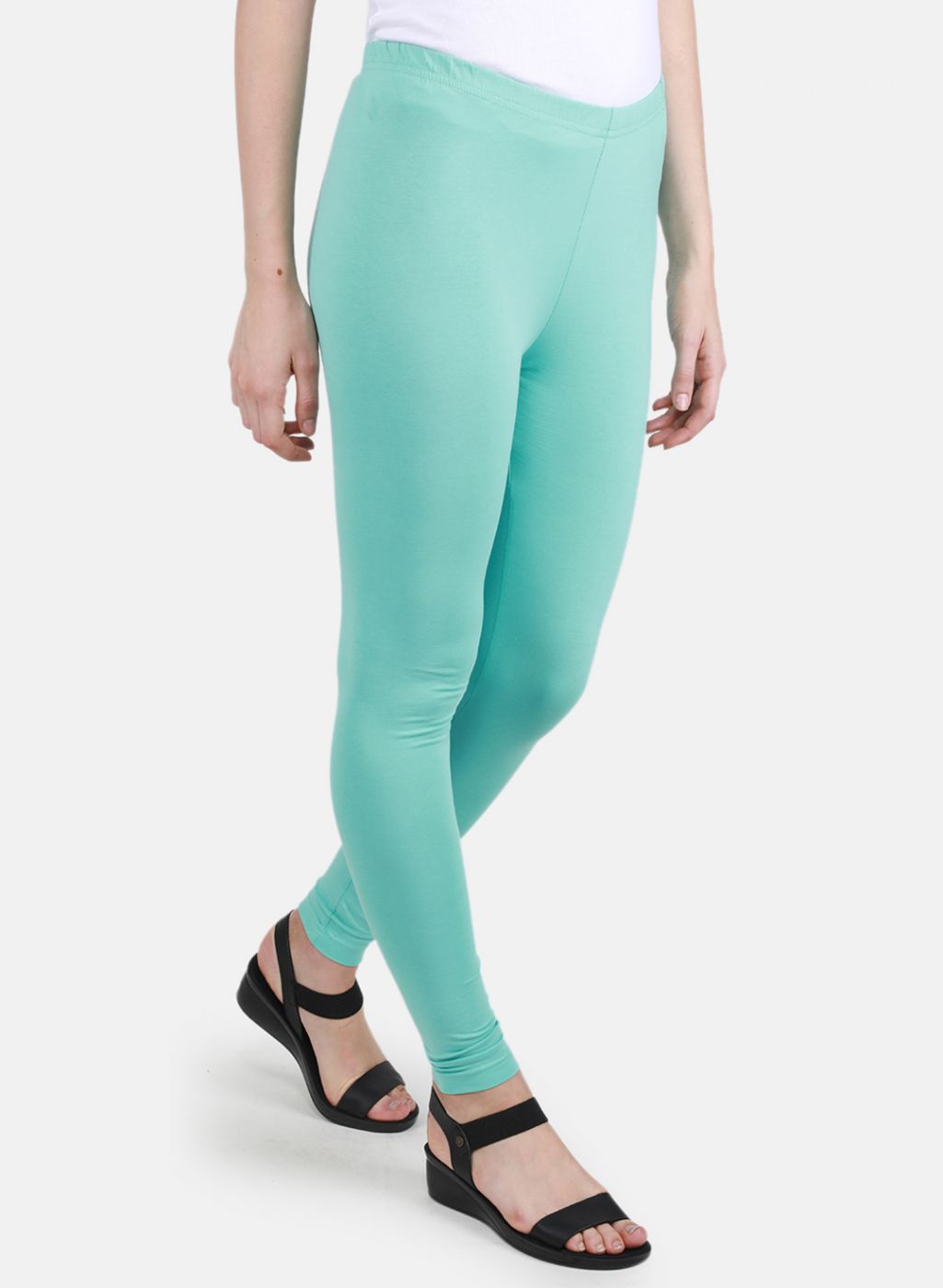 Women Aqua Blue Solid Legging