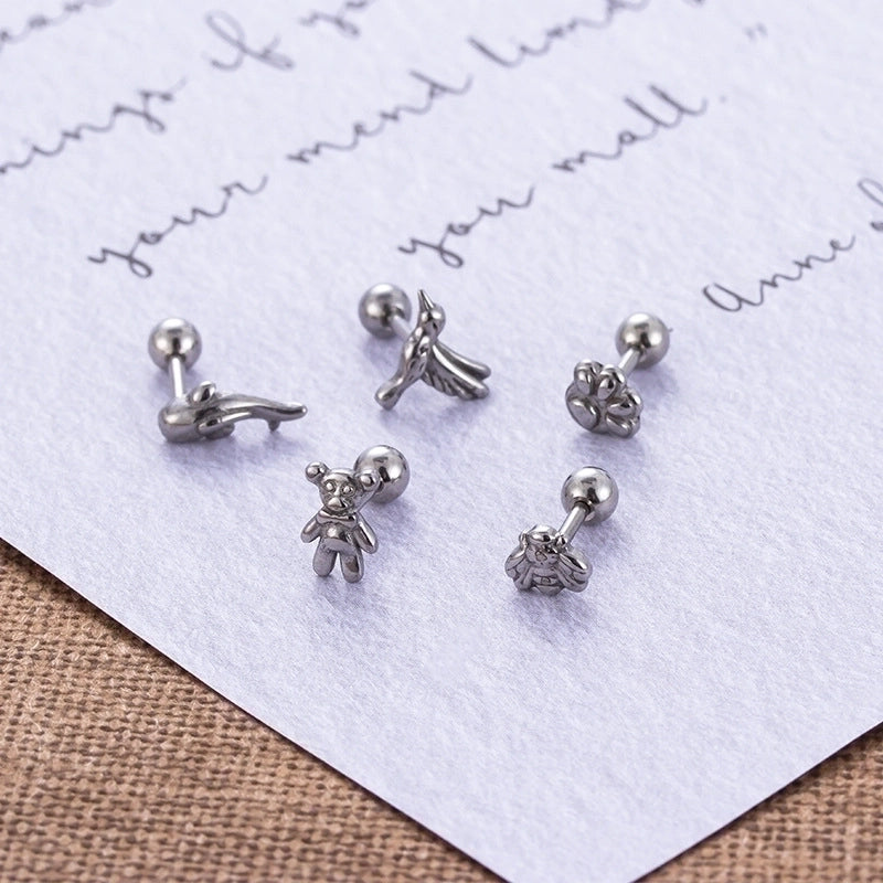 1 Piece Ear Cartilage Rings & Studs Fashion Bear 316L Stainless Steel  Plating