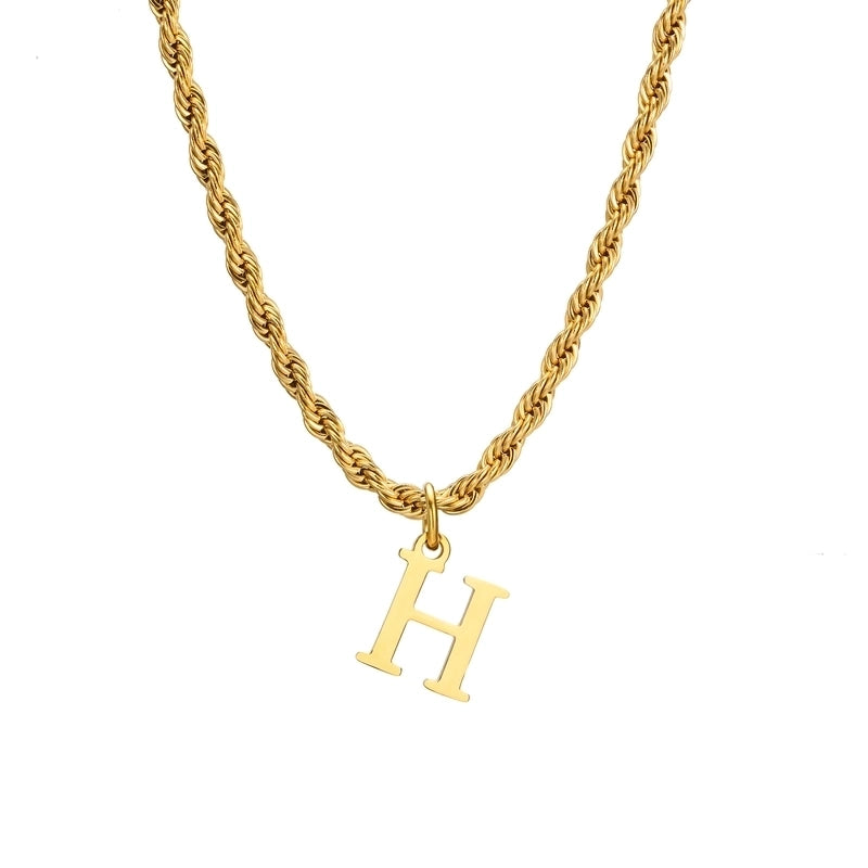 Minimalist Letter Stainless Steel Gold Plated Pendant Necklace