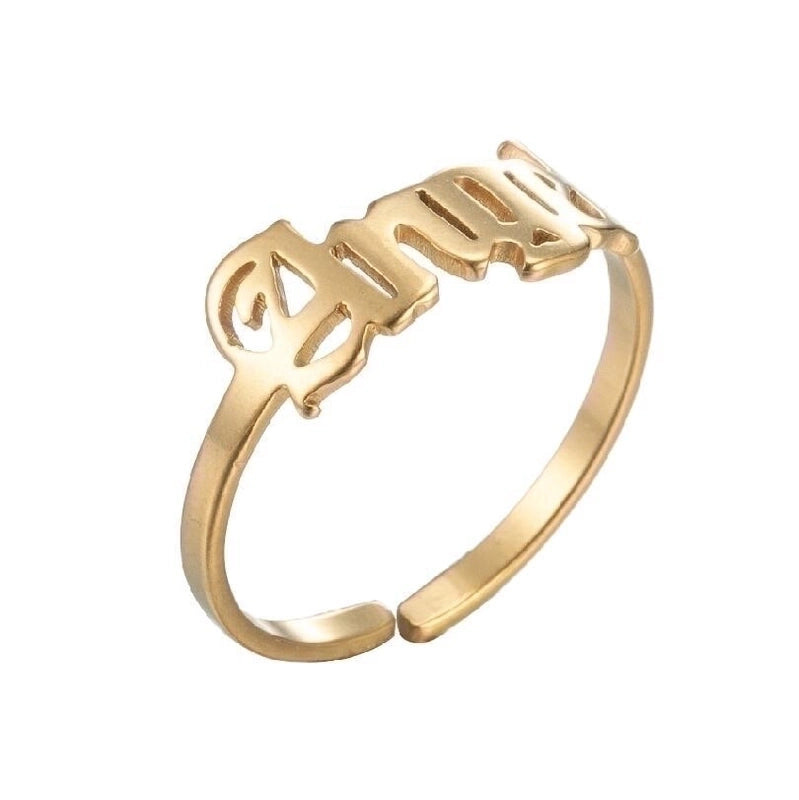 Fashion Letter 201 Stainless Steel 18K Gold Plated Hollow Out Rings