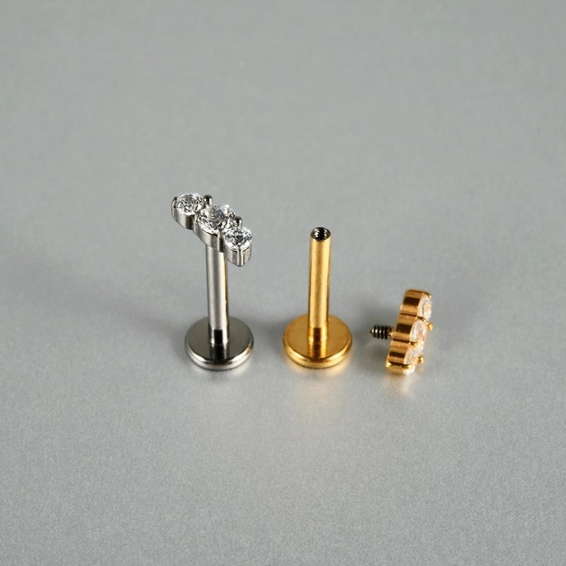 1 Piece Ear Cartilage Rings & Studs Casual Hip-Hop Snake Butterfly G23 Titanium Alloy Inlay Zircon 18K Gold Plated Lip Rings Ear Cartilage Rings & Studs