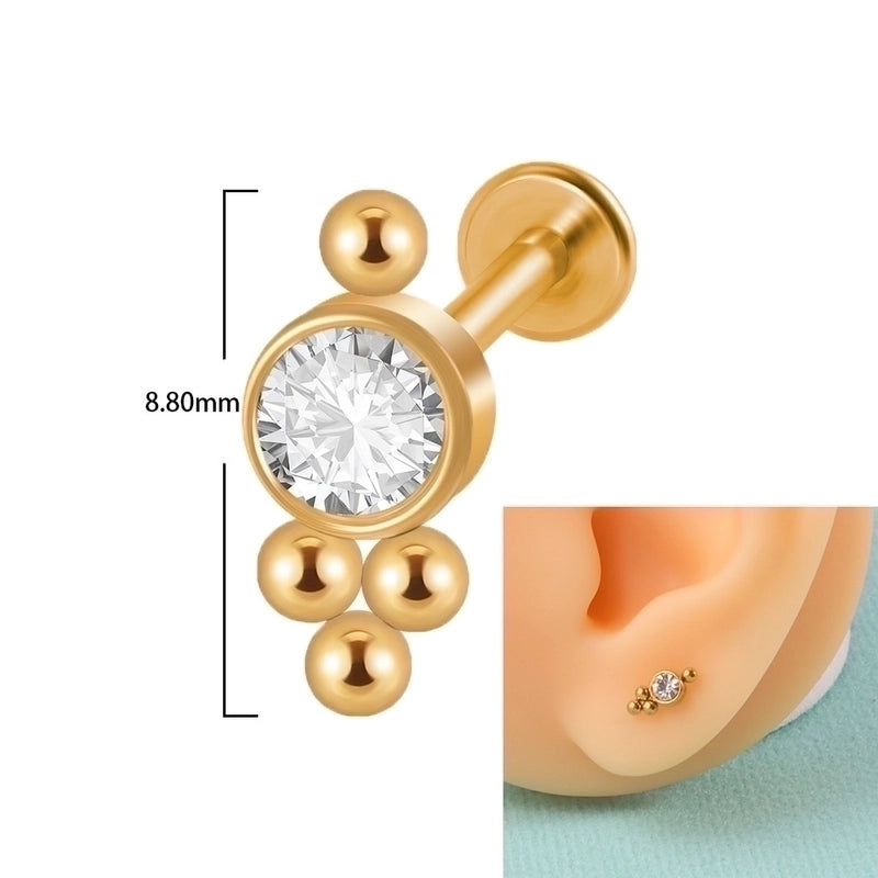 1 Piece Lip Rings Casual Elegant Minimalist Geometric 304 Stainless Steel Plating Inlay Rhinestones 18K Gold Plated