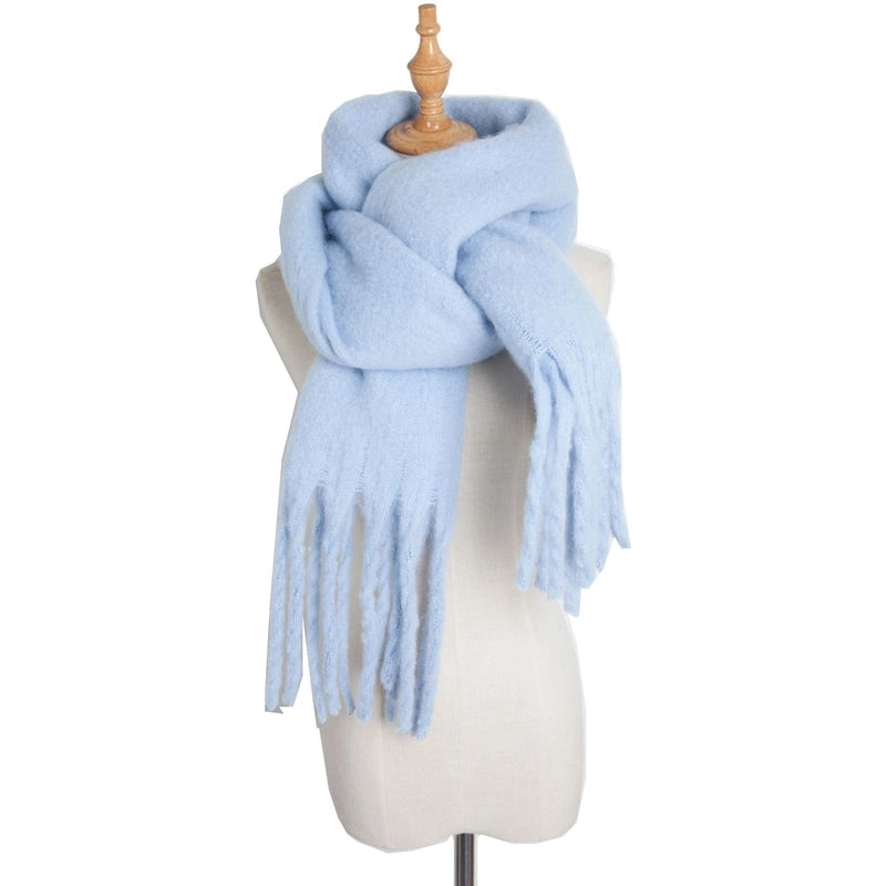 Autumn And Winter New Women's Shawl Long Tassel Thick Grass Green Thick Solid Color Scarf Multi-color Optional