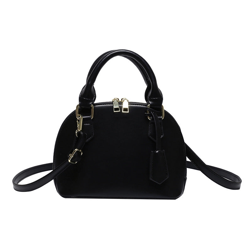Women's All Seasons Pu Leather Solid Color Vintage Style Shell Zipper Dome Bag