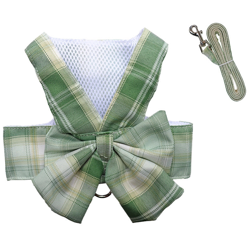 Plaid Jk Skirt Chest Strap Pet Leash Dog Walking Rope Cat Vest Clothes Teddy Hair Accessories Supplies