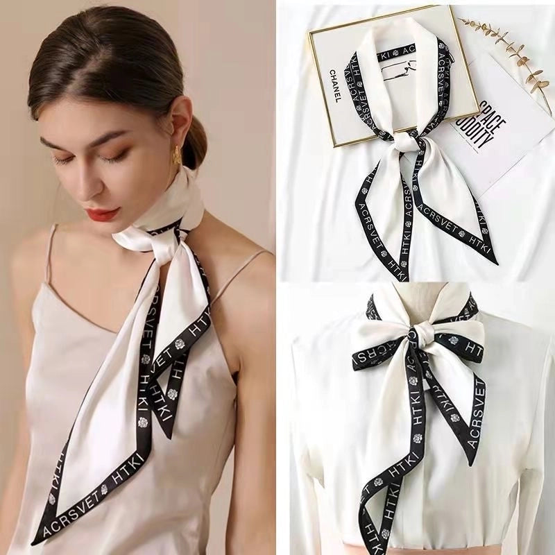 Women's Minimalist Color Block Polyester Printing Silk Scarf