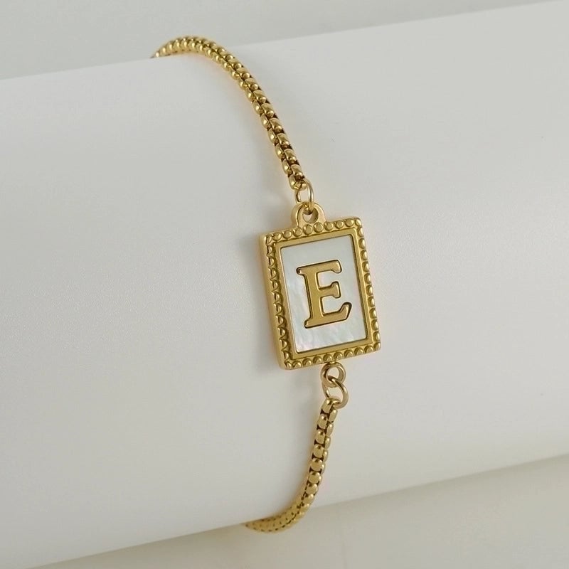 Fashion Letter Titanium Steel Plating Inlay Shell Bracelets 1 Piece