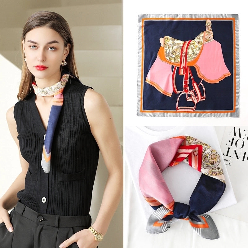 Women's Minimalist Printing Satin Silk Scarves