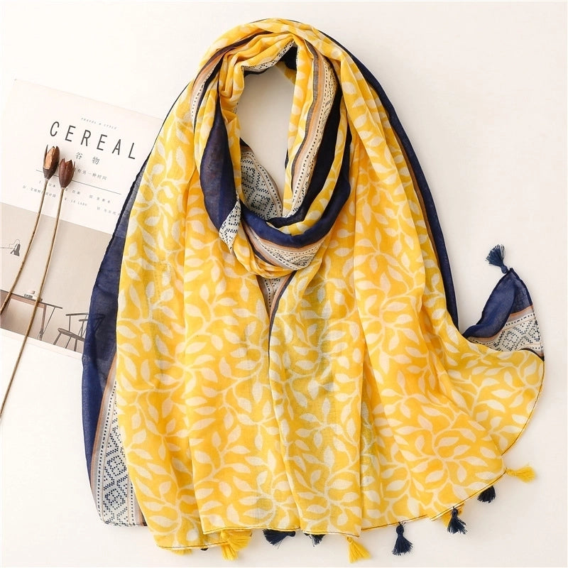 Fashion Scarf Orange Wheat Ear Tassel Travel Beach Towel Shawl