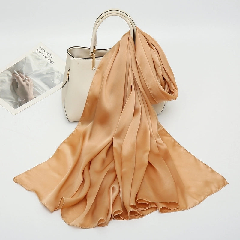 Women's Lady Fashion Minimalist Solid Color Satin Silk Scarves