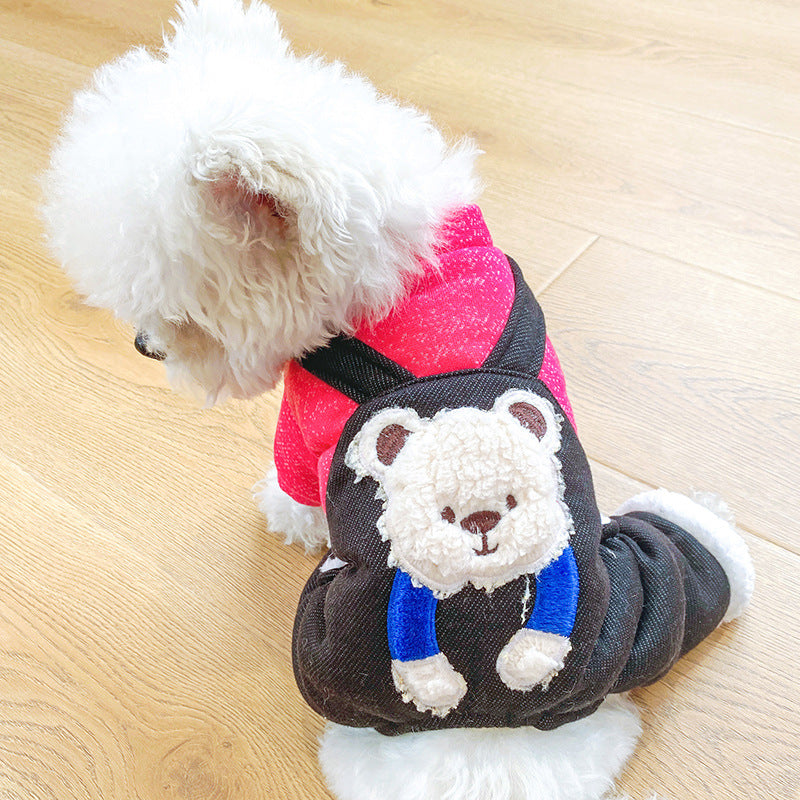 Bear Denim Dog Cat Jumpsuits Coat