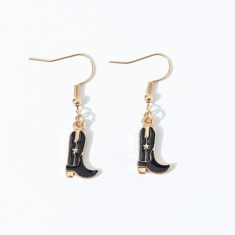 6 Pieces Fashion Style Earrings Western Cowboy Girl Oil Drop Boots Earrings High Heels   Earring
