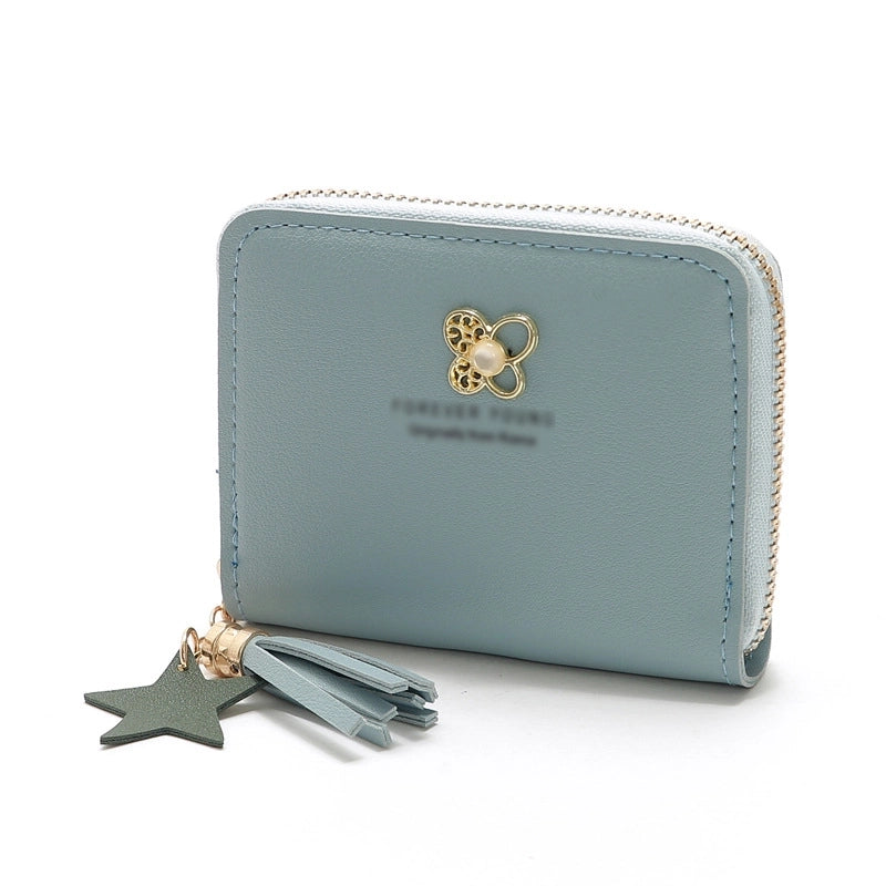 Korean Four-leaf Flower Zipper Short Wallet