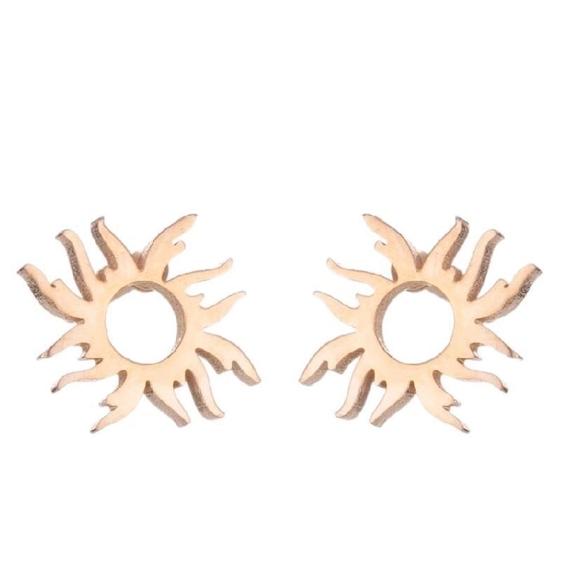 1 Pair Minimalist Sun Plating 304 Stainless Steel 18K Gold Plated Ear Studs