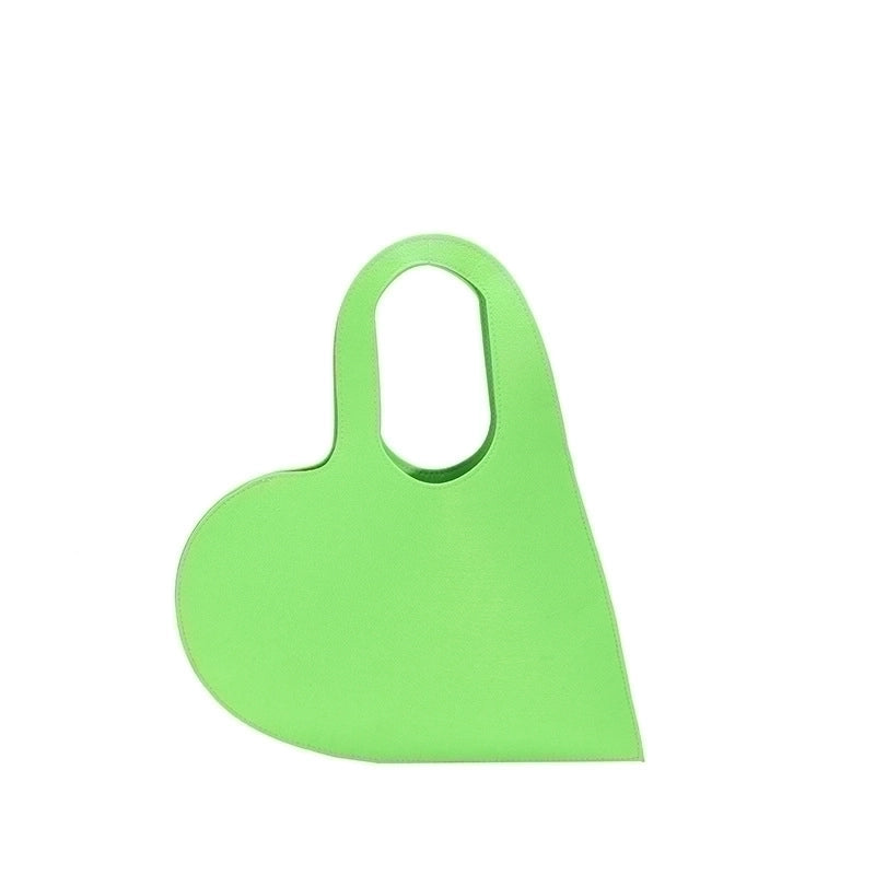 Women's Small Felt Cloth Solid Color Classic Style Streetwear Heart-shaped Zipper Handbag
