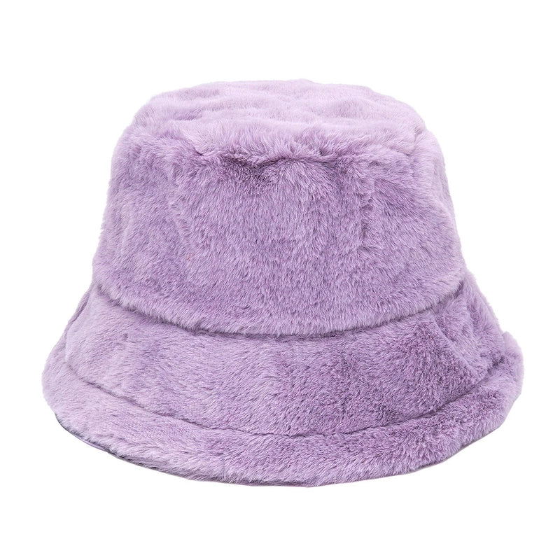 Autumn And Winter Hat Women's New Rabbit Velvet Fisherman Hat Solid Color Candy Color Warm Thick Plush Basin Hat Japanese Fashion