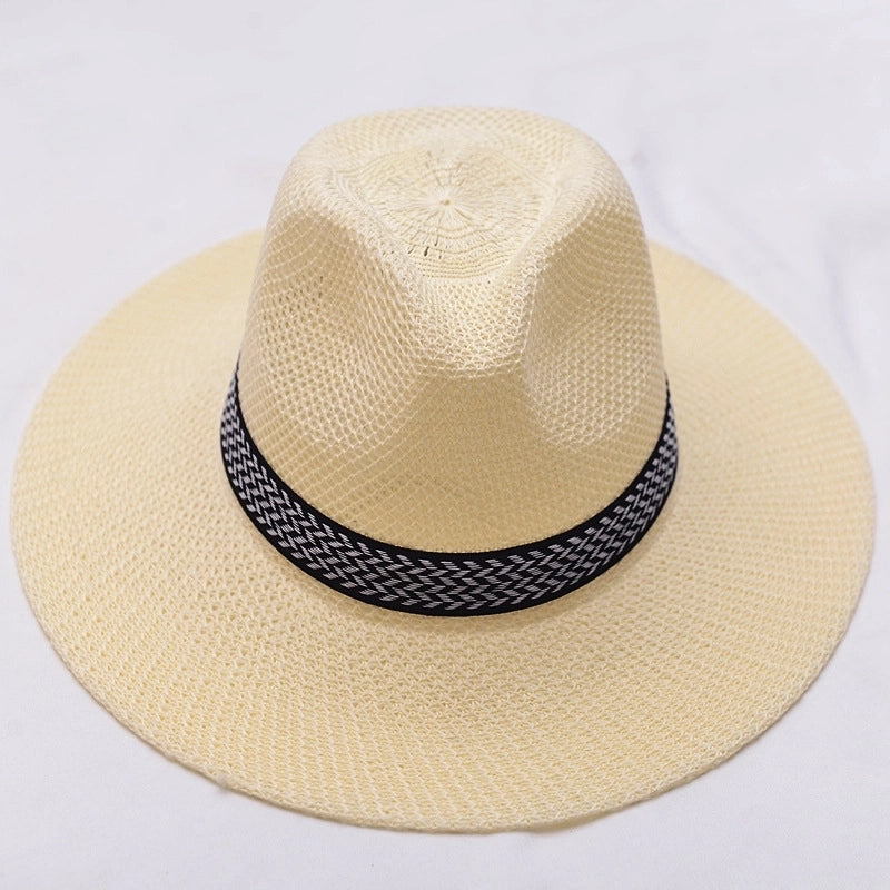Unisex Minimalist Stripe Wide Eaves Sun Hat