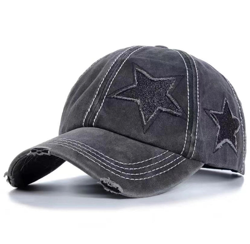 Vintage Ripped Baseball Cap Women's Spring And Summer Korean Style Big Head Face Showing Small Cap Pink Wide Brim Hat Trendy