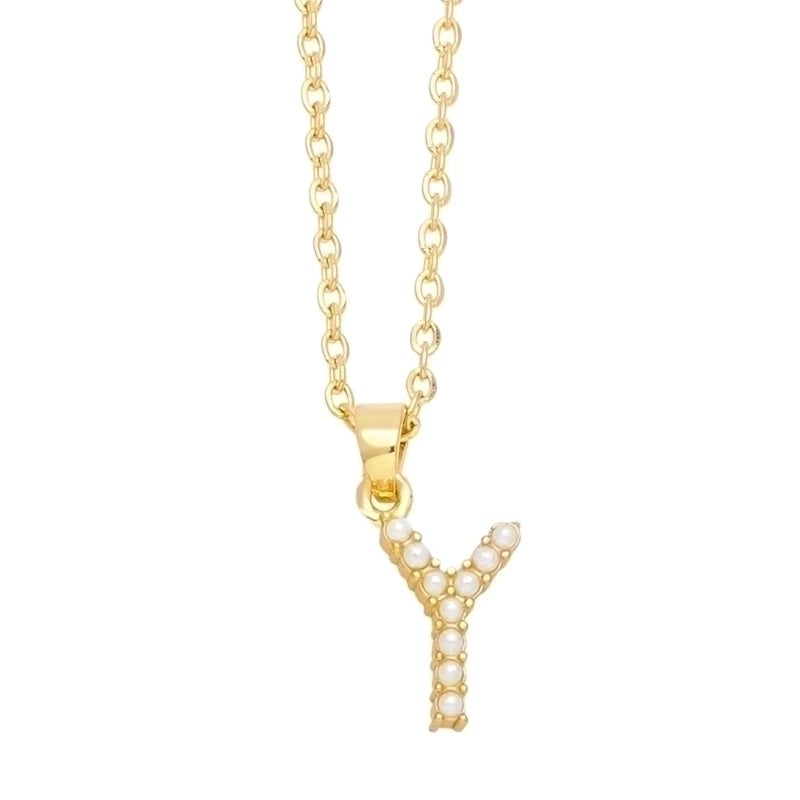 Minimalist Letter Copper Inlay Anti-pearl Necklace