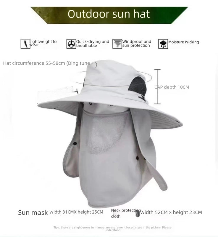 Men's New Sun Hat Removable Sun Protection Big Rim Summer Mountaineering Fishing Hat Outdoor UV Protection Sun Hat
