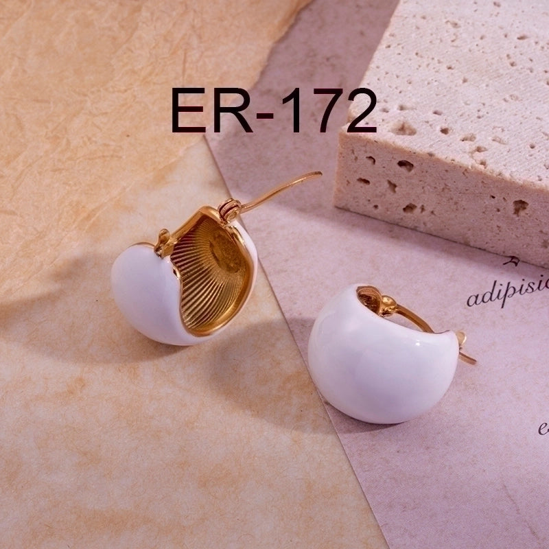 Minimalist Round Enamel Plating 304 Stainless Steel Earrings Ear Studs