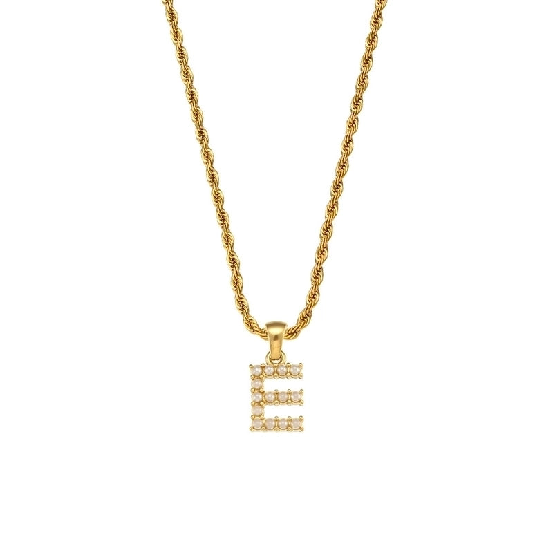 Fashion Letter 304 Stainless Steel Pearl 18K Gold Plated Plating Inlay Pendant Necklace