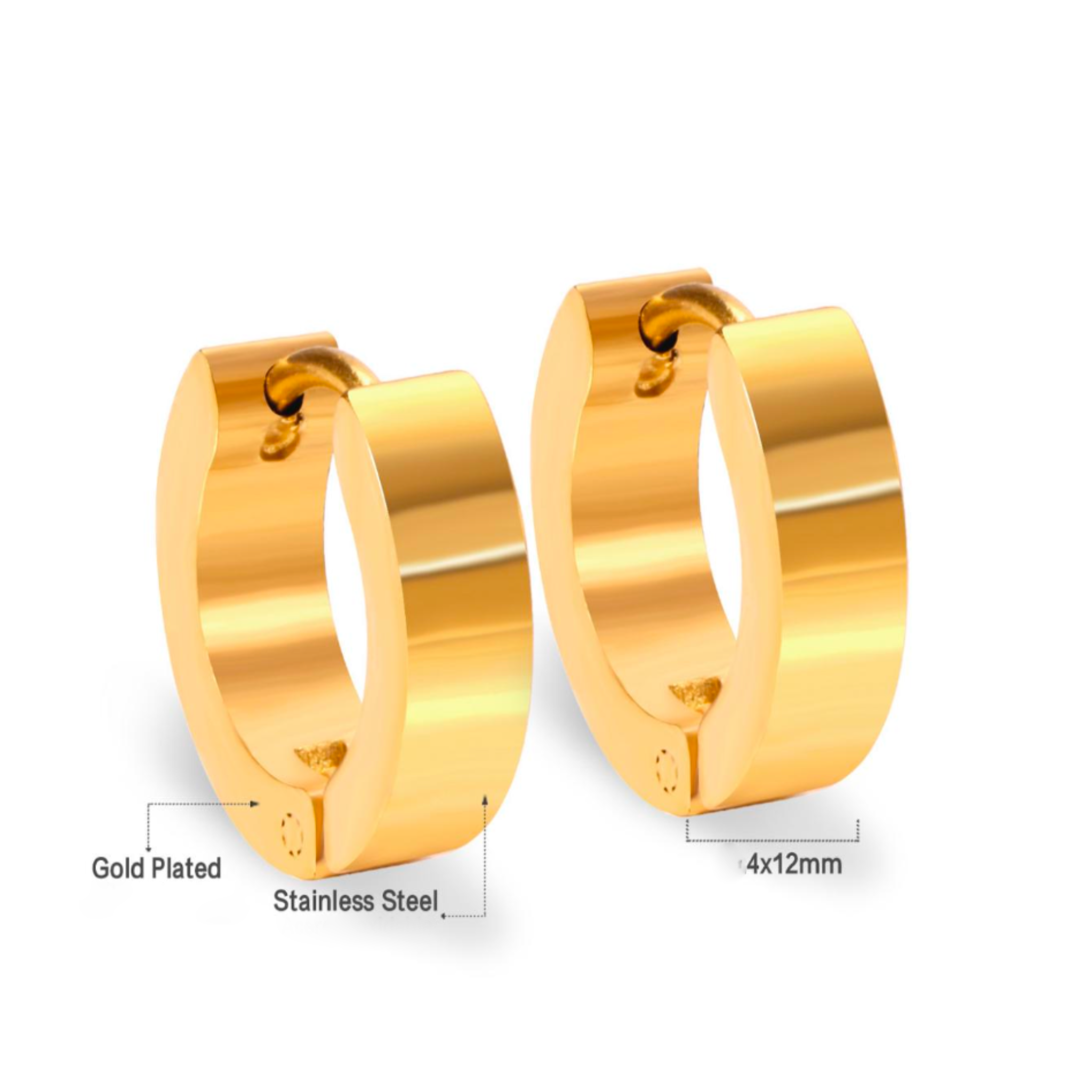 10mm edged hoops - Gold