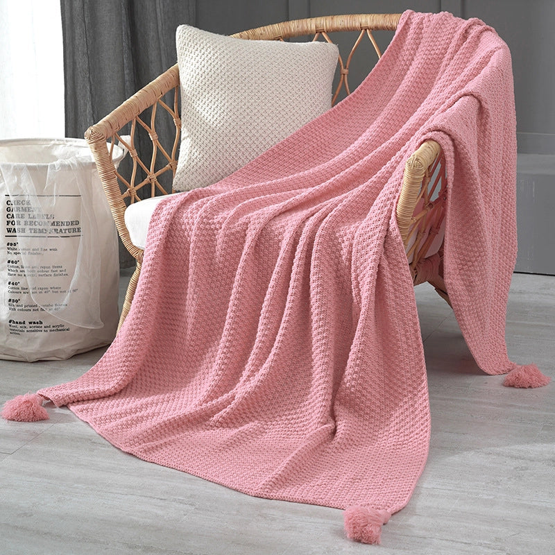 Elegant Solid Color Polyester Acrylic Blanket