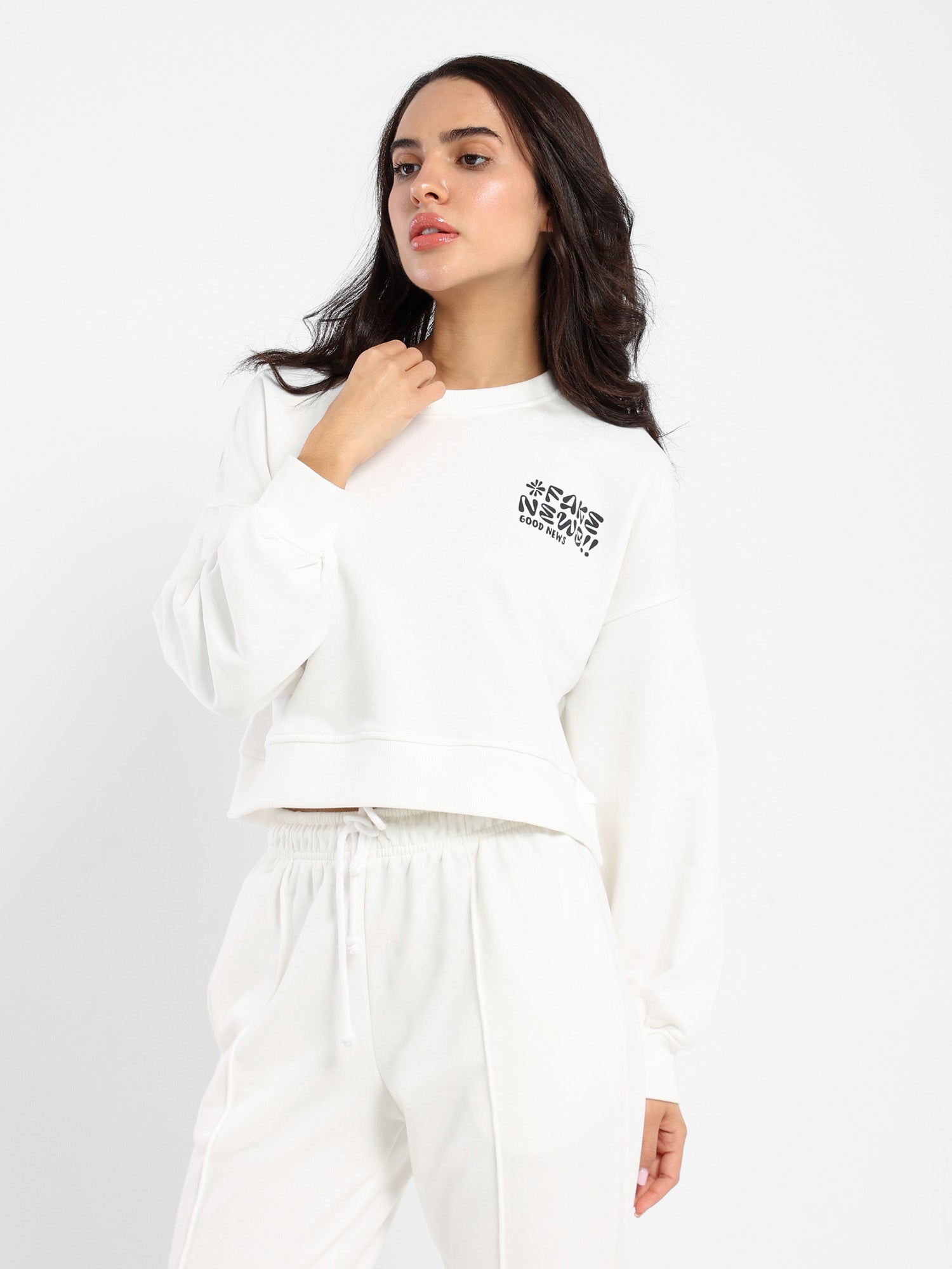 Cropped Sweatshirt with Place Print
