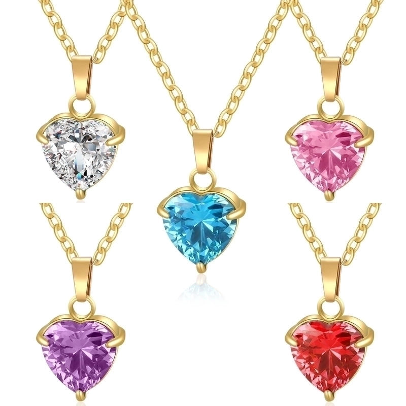304 Stainless Steel 316 Stainless Steel  Minimalist Classic Style Inlay Heart Shape Zircon Pendant Necklace