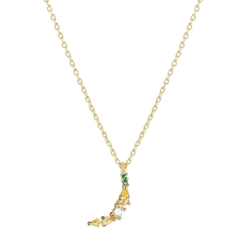 Cherry Peach Tropical Fruit Pendant Copper Inlaid Zircon Necklace