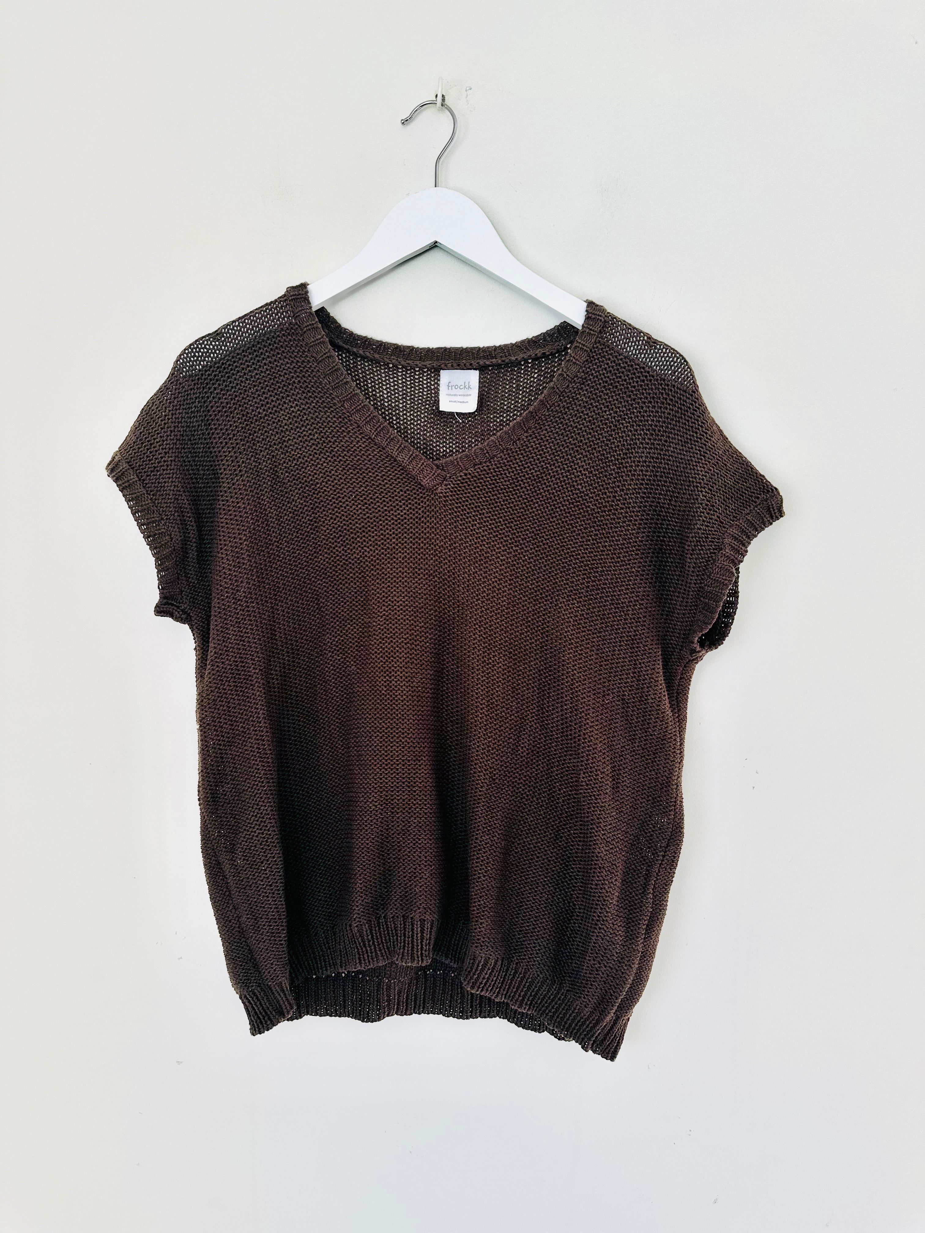 lara knit top - chocolate cotton