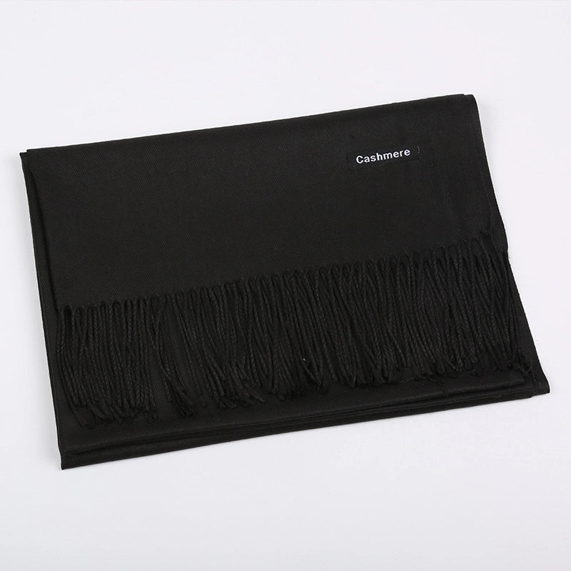 Pure Color Cashmere Scarf Women's Autumn And Winter Popular 220g Light Board Tassel Warm Shawl Travel Gift