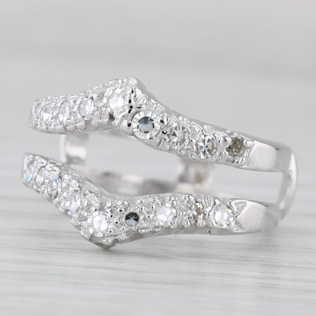 0.35ctw Diamond Ring Jacket Guard Wedding Band Bridal 14k White Gold Size 6.5