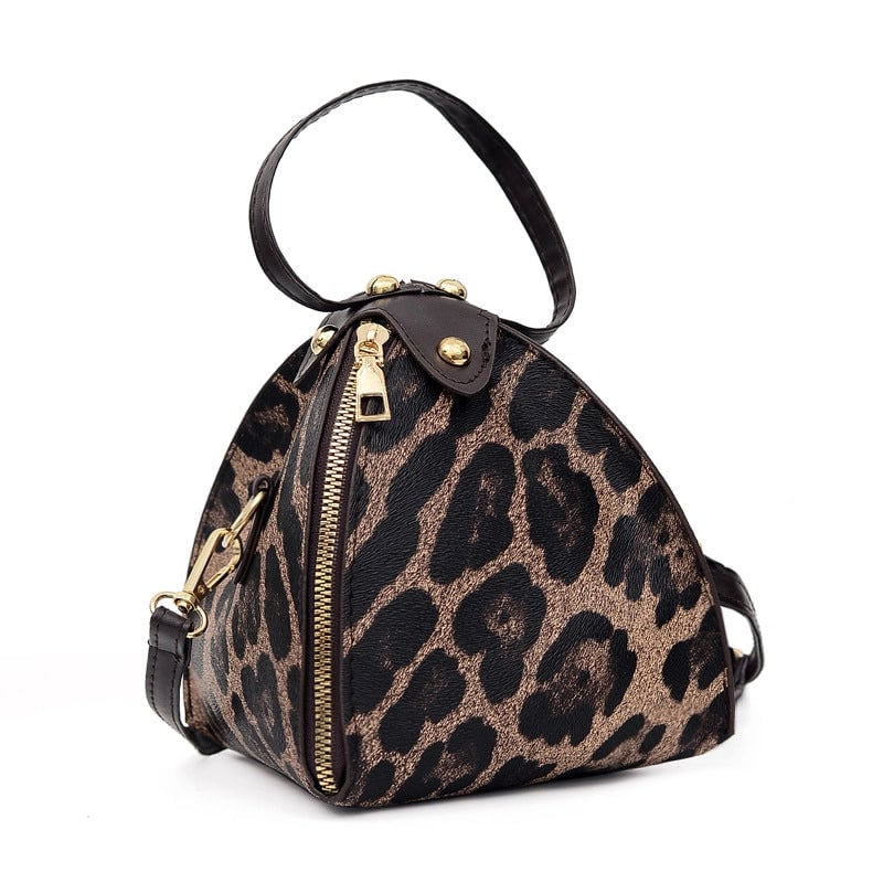 Fashion Leopard Triangle Bag  New Arrival Portable Women's Bag Fashionable Women's Shoulder Crossbody Mini Bag