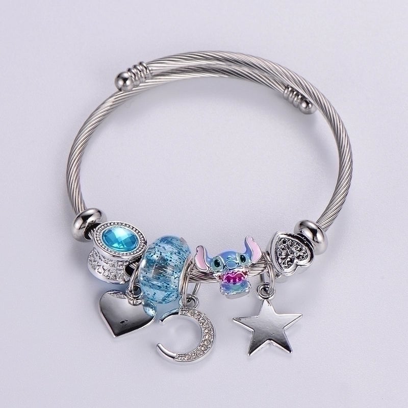 Sweet Classic Style Ice Cream Heart Shape Elephant Stainless Steel Alloy Beaded Epoxy Inlay Rhinestones Bracelets
