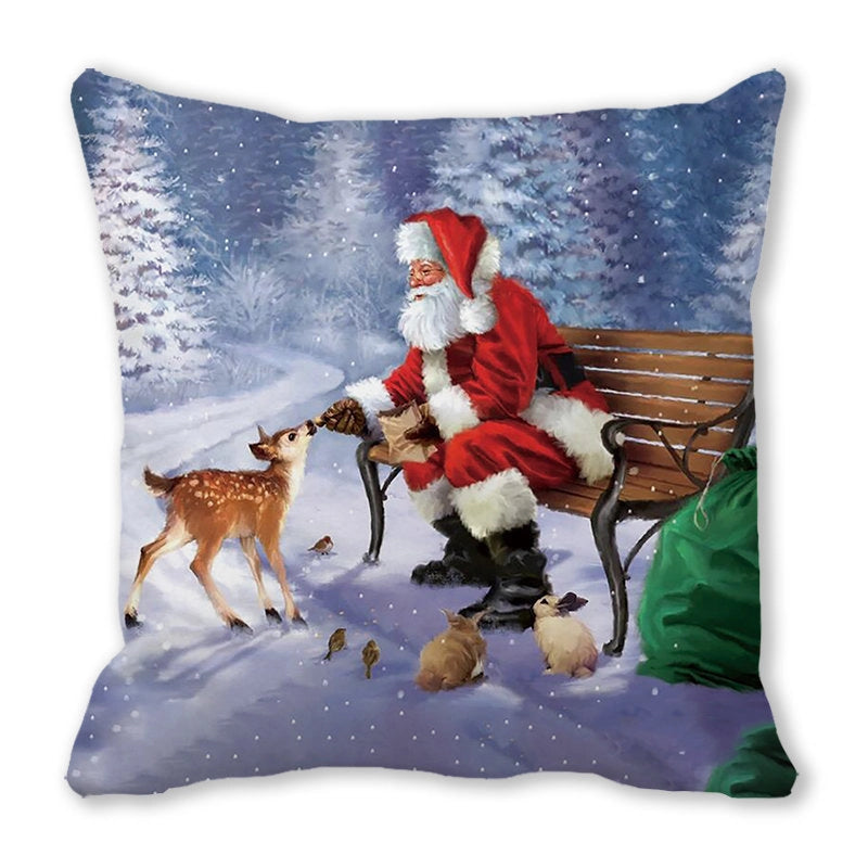 Christmas Pastoral Santa Claus Chemical Fiber Pillow Cases Couch & Sofa Decor
