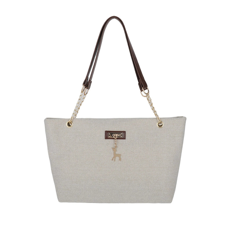 Women's Medium Nylon Solid Color Basic Preppy Style Zipper Tote Bag