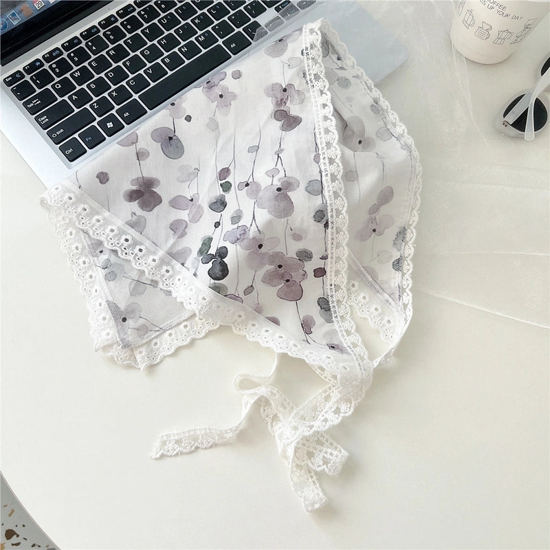 Women's Cute Sweet Lace Cotton And Linen Kerchief