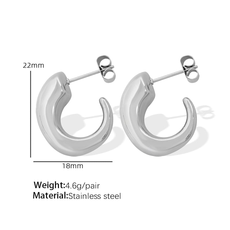 1 Pair Retro C Shape Plating Titanium Steel 18K Gold Plated Ear Studs