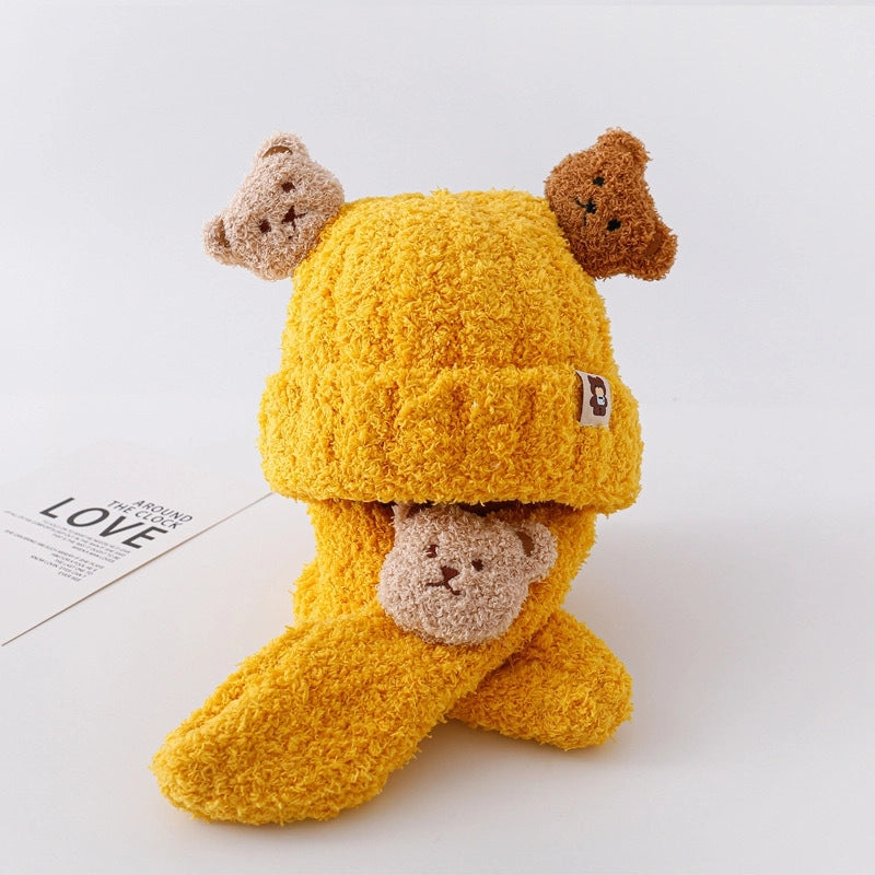 Baby's Autumn And Winter Hat Scarf Suit Cute Super Cute Baby Children's Fluffy Hat Girls' Winter Warm Wool Hat