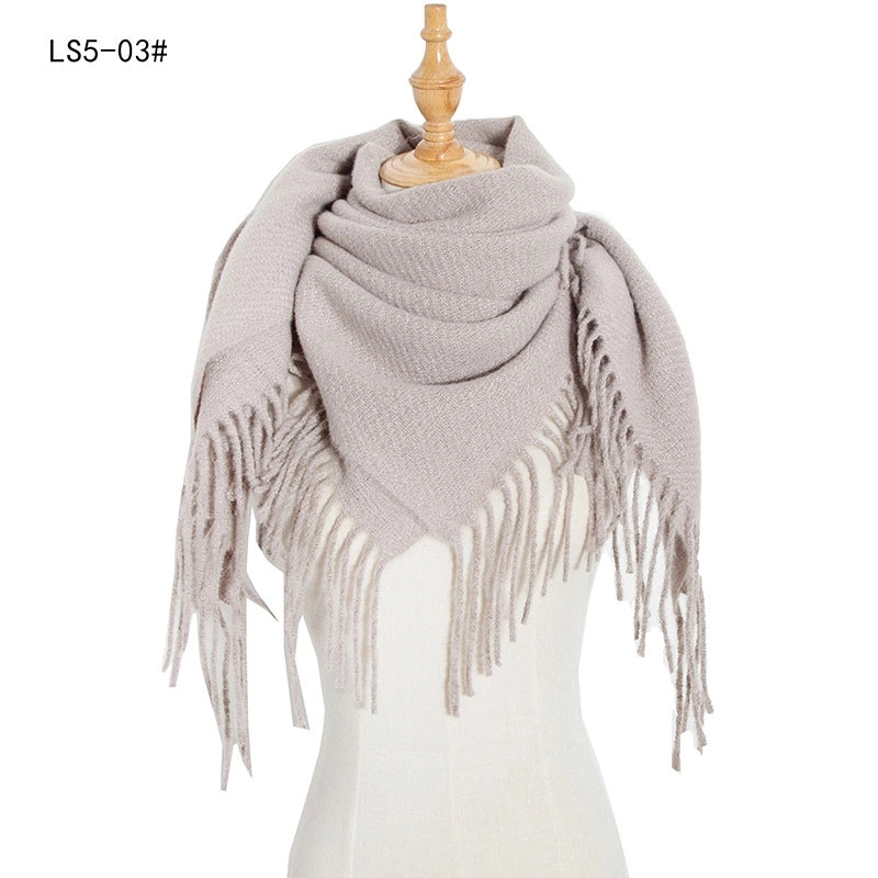 Scarf Women Tonglu Autumn And Winter New Polyester Spiny Hair Long Tassel Plaid Square Scarf Factory Direct Supply Shawl