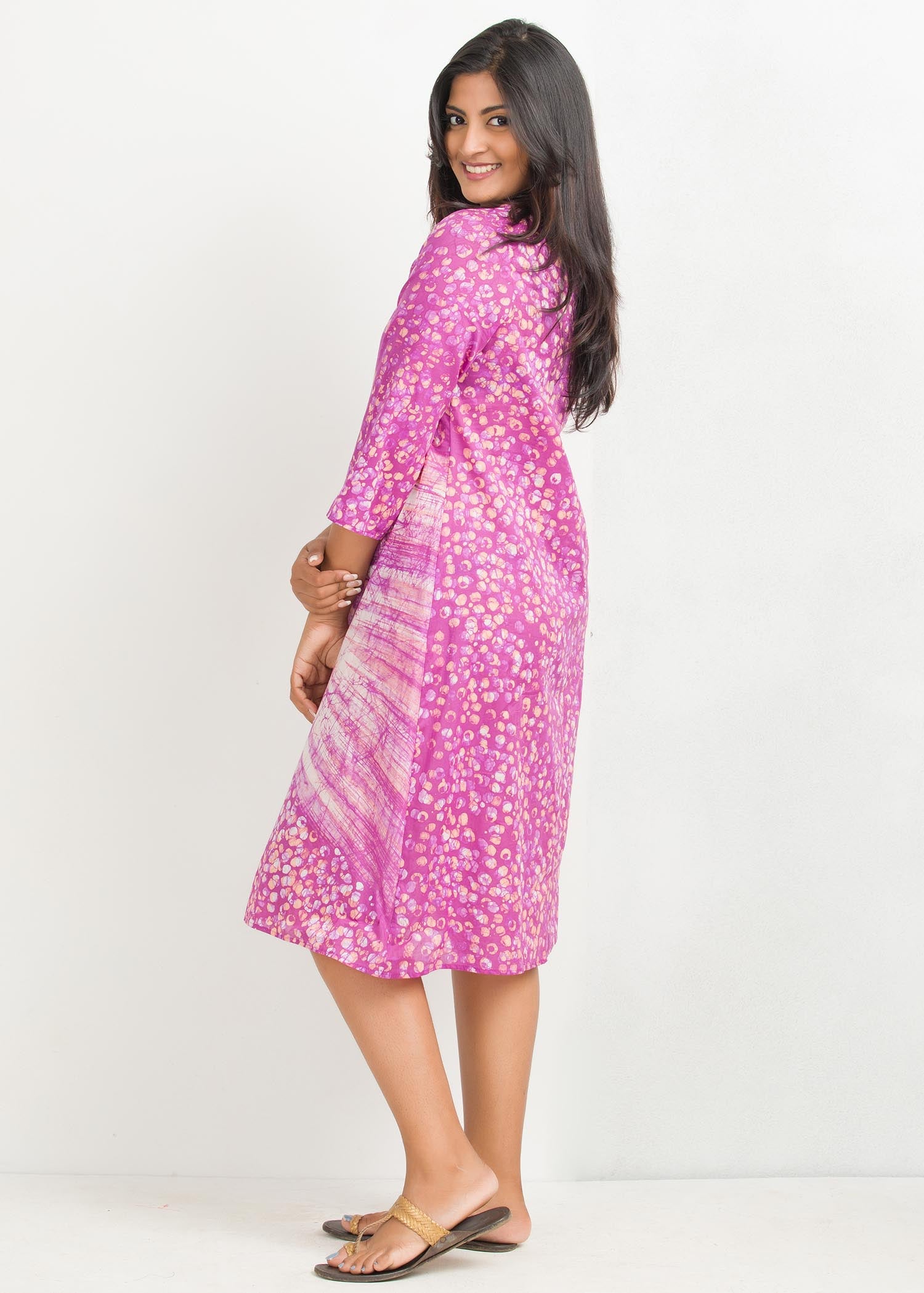 Brush Detailed Batik Dress