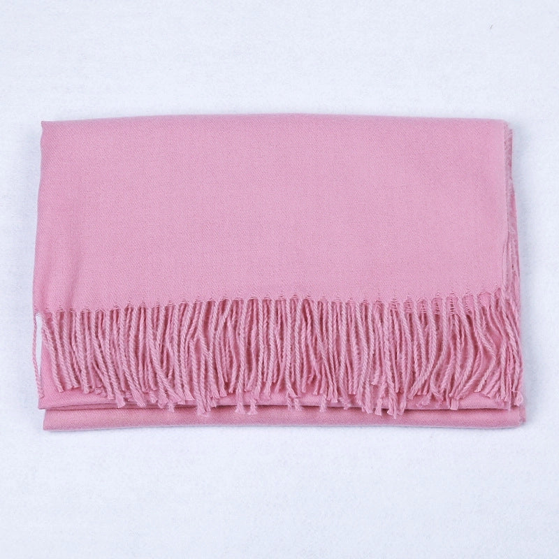 Cashmere Solid Color Scarf Women's Autumn And Winter 220g Explosions Barbed Hair Padded Travel Warm Tassel Shawl