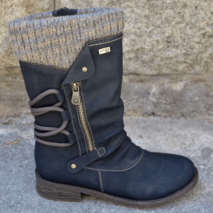 Vintage Premium Waterproof Knitted Zip Boots