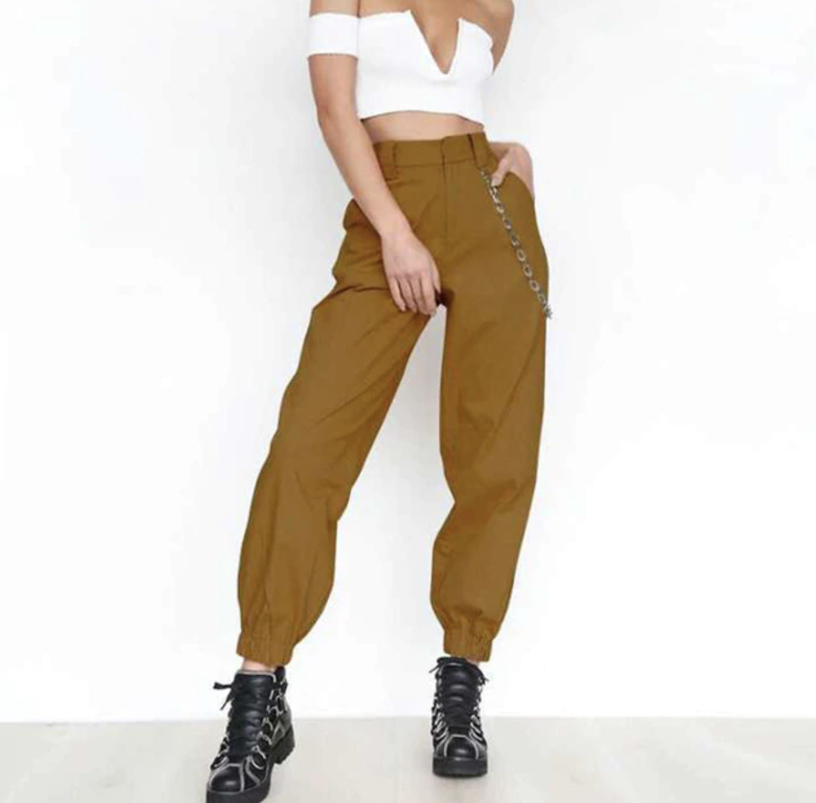 High Waisted Cargo Trousers