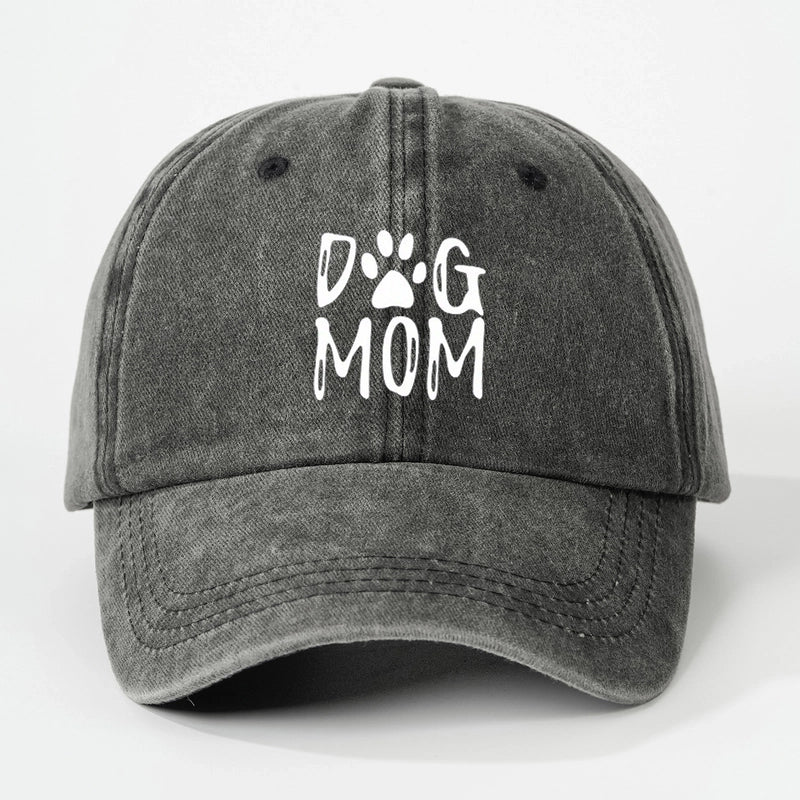 Hot Hat Printing DOG MOM Custom Washed Baseball Cap Men's And Women's Outdoor Sunscreen Soft Top Cap