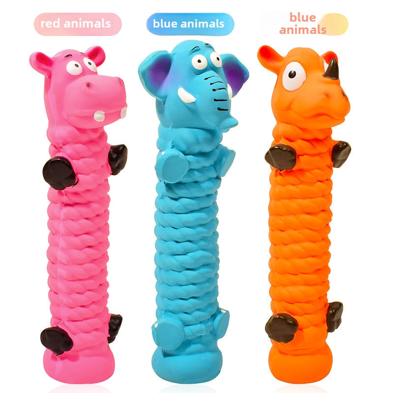 Pet Latex Toy Standing Rope Elephant Hippo Animal Shape Molar Bite Resistant Latex Vocal Dog Toy