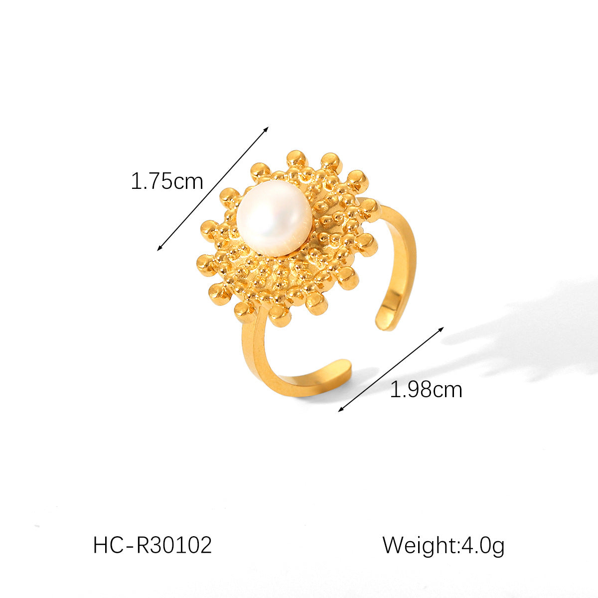 Shell Love Stainless Steel Ring Female Pearl Open Ring Titanium Steel Ring