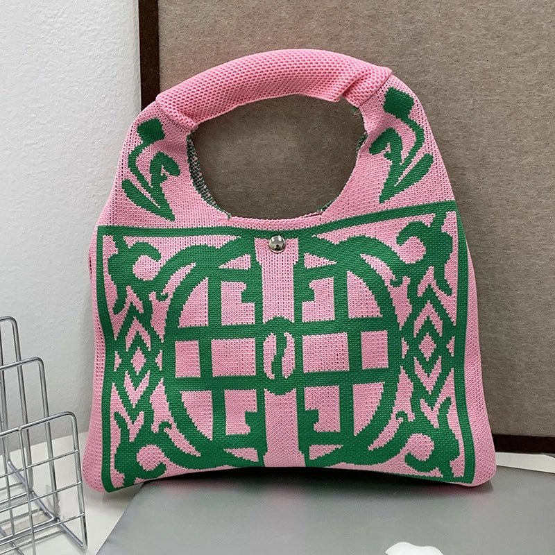 Women's Medium Polyester Printing Streetwear Dumpling Shape Buckle Handbag